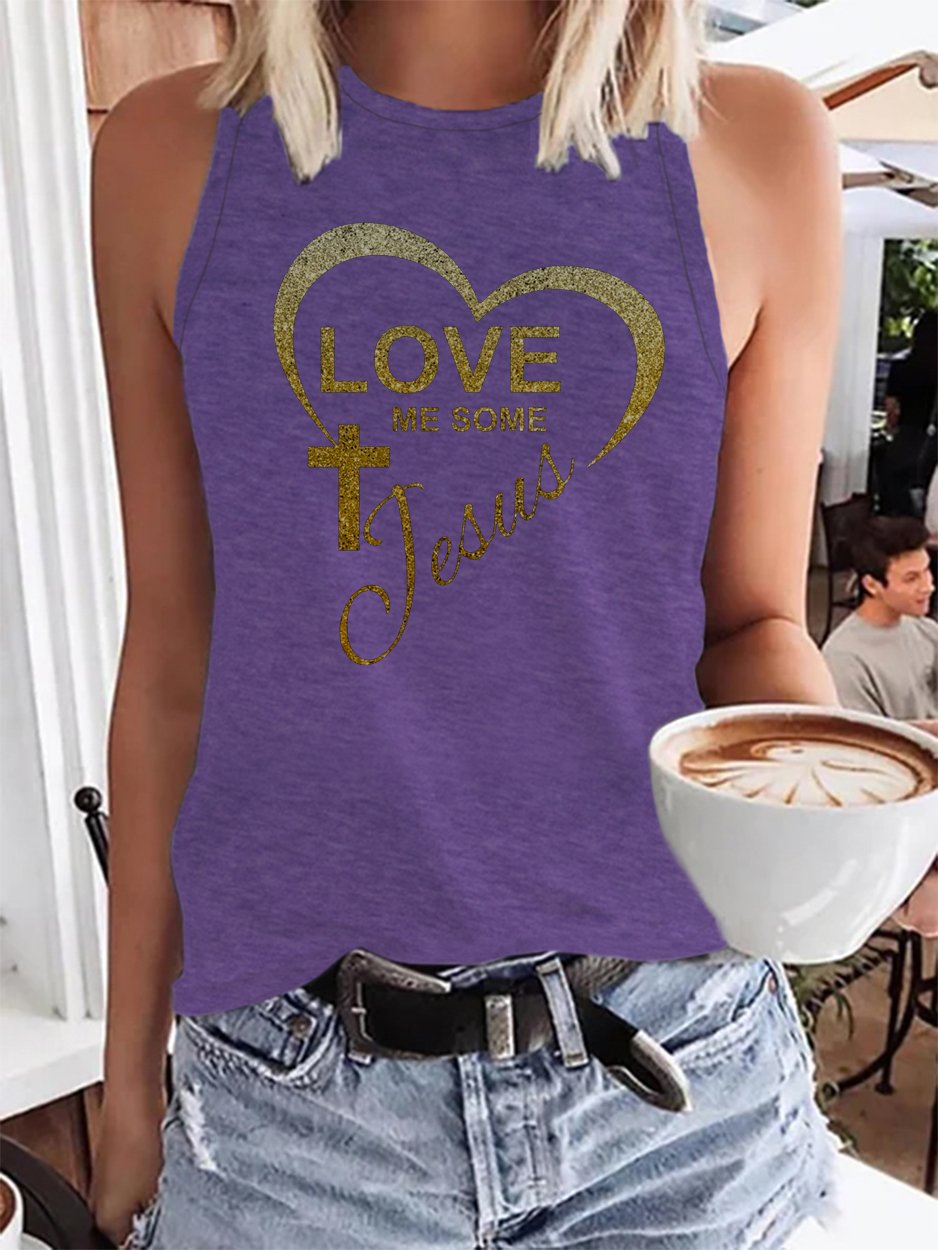 Jesus Love Me Some Casual Crew Neck Knit Tank