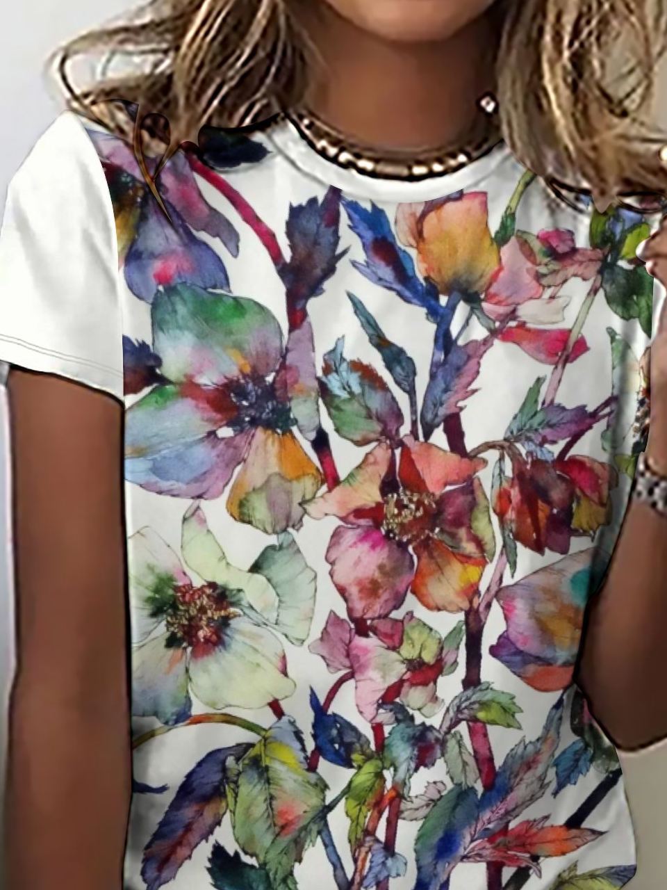 Floral Print Women's Short Sleeve T-Shirt