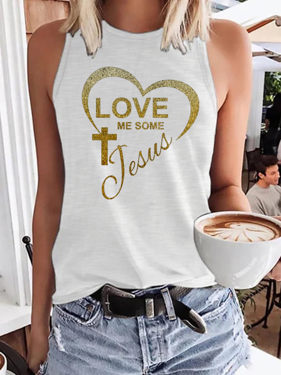 Jesus Love Me Some Casual Crew Neck Knit Tank