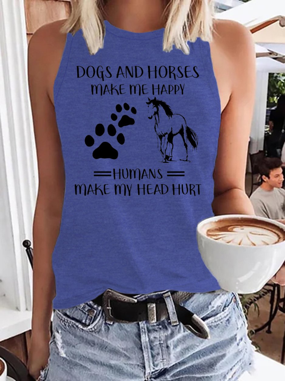 Dogs And Horse Make Me Happy Funny Casual Tank