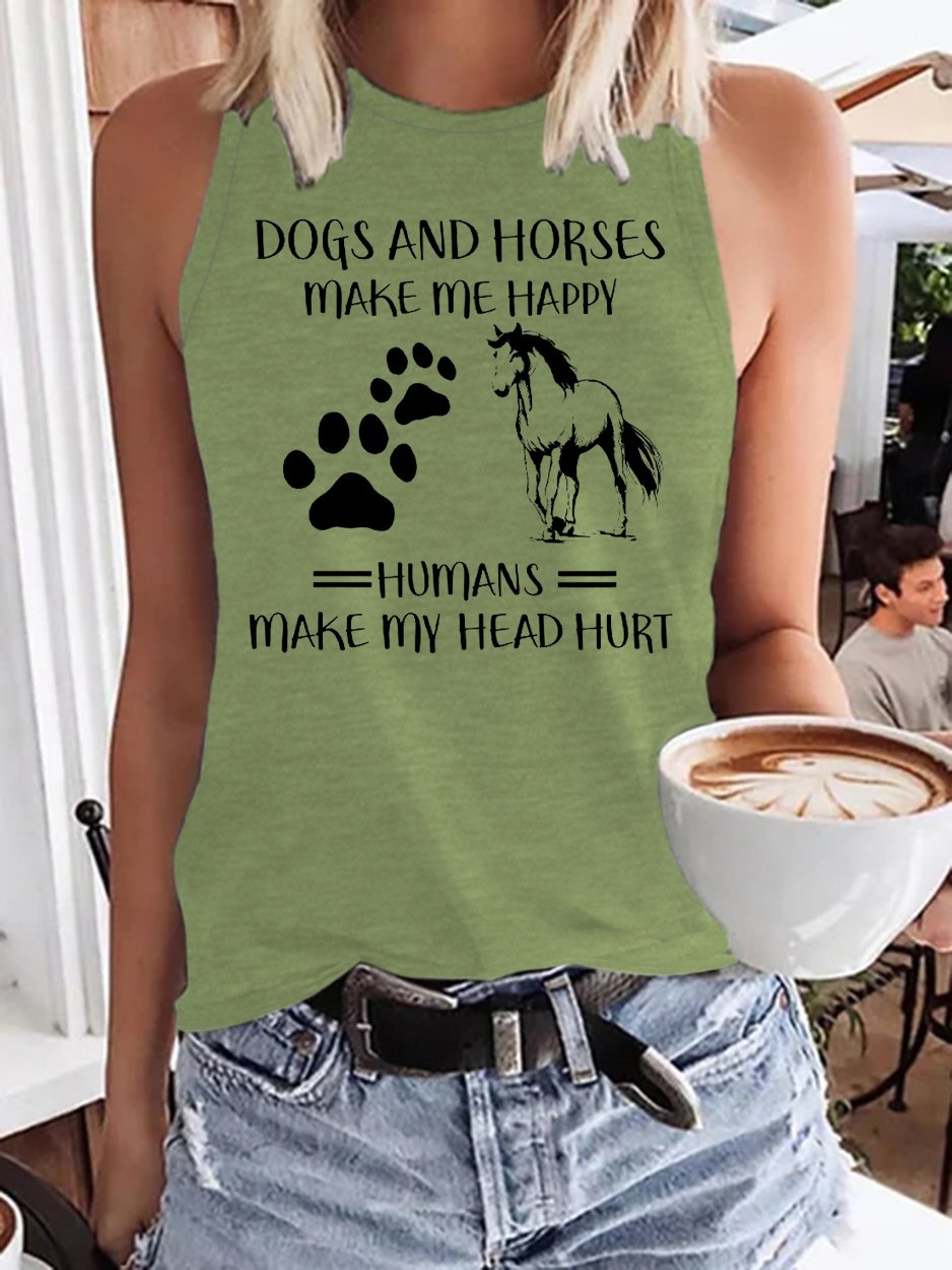 Dogs And Horse Make Me Happy Funny Casual Tank