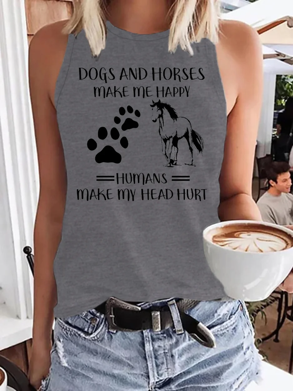 Dogs And Horse Make Me Happy Funny Casual Tank