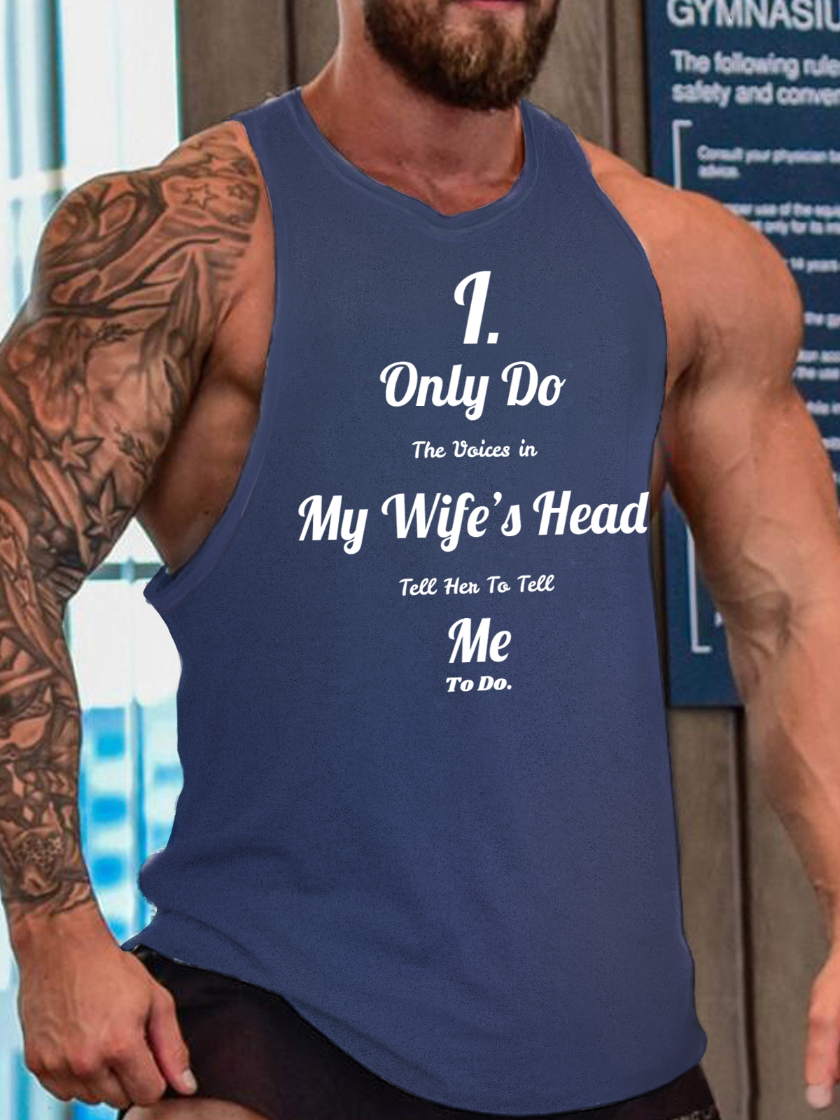 I Only Do the Voices in My Wife's Head Tell Her to Tell Me to Do Funny Sleeveless Crew Neck Knit Tank