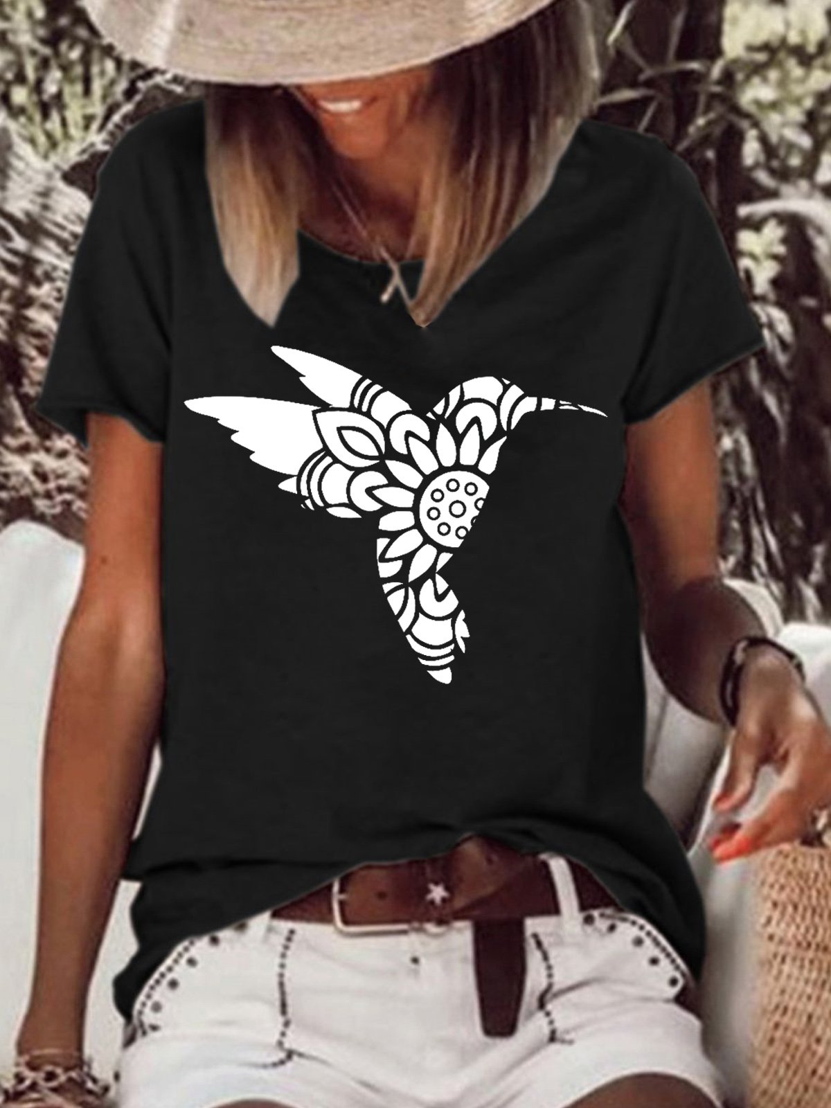 Hummingbird Bird Lover Nature Casual Short Sleeve T-Shirt