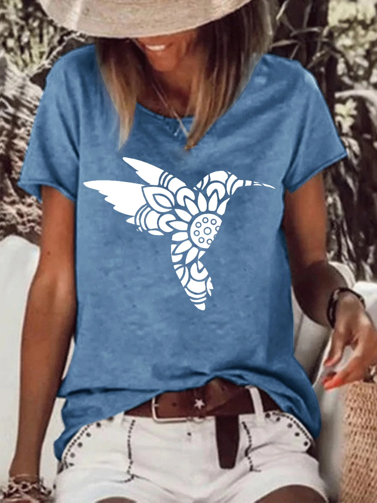 Hummingbird Bird Lover Nature Casual Short Sleeve T-Shirt