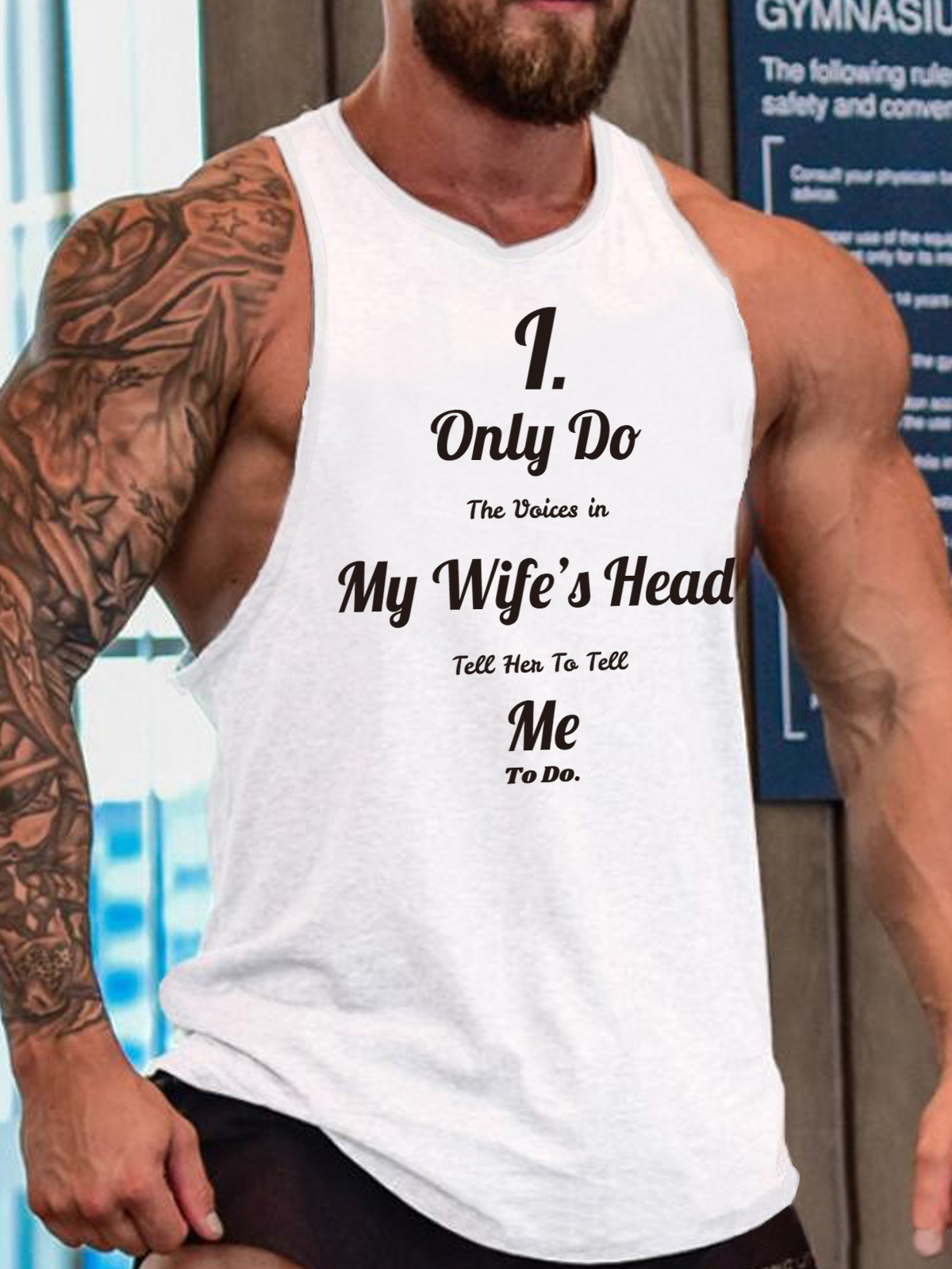 I Only Do the Voices in My Wife's Head Tell Her to Tell Me to Do Funny Sleeveless Crew Neck Knit Tank