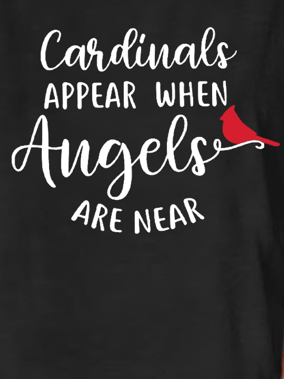 Women Red Bird Graphic Cardinals Appear when Angels are Near Sweet Short Sleeve T-Shirt