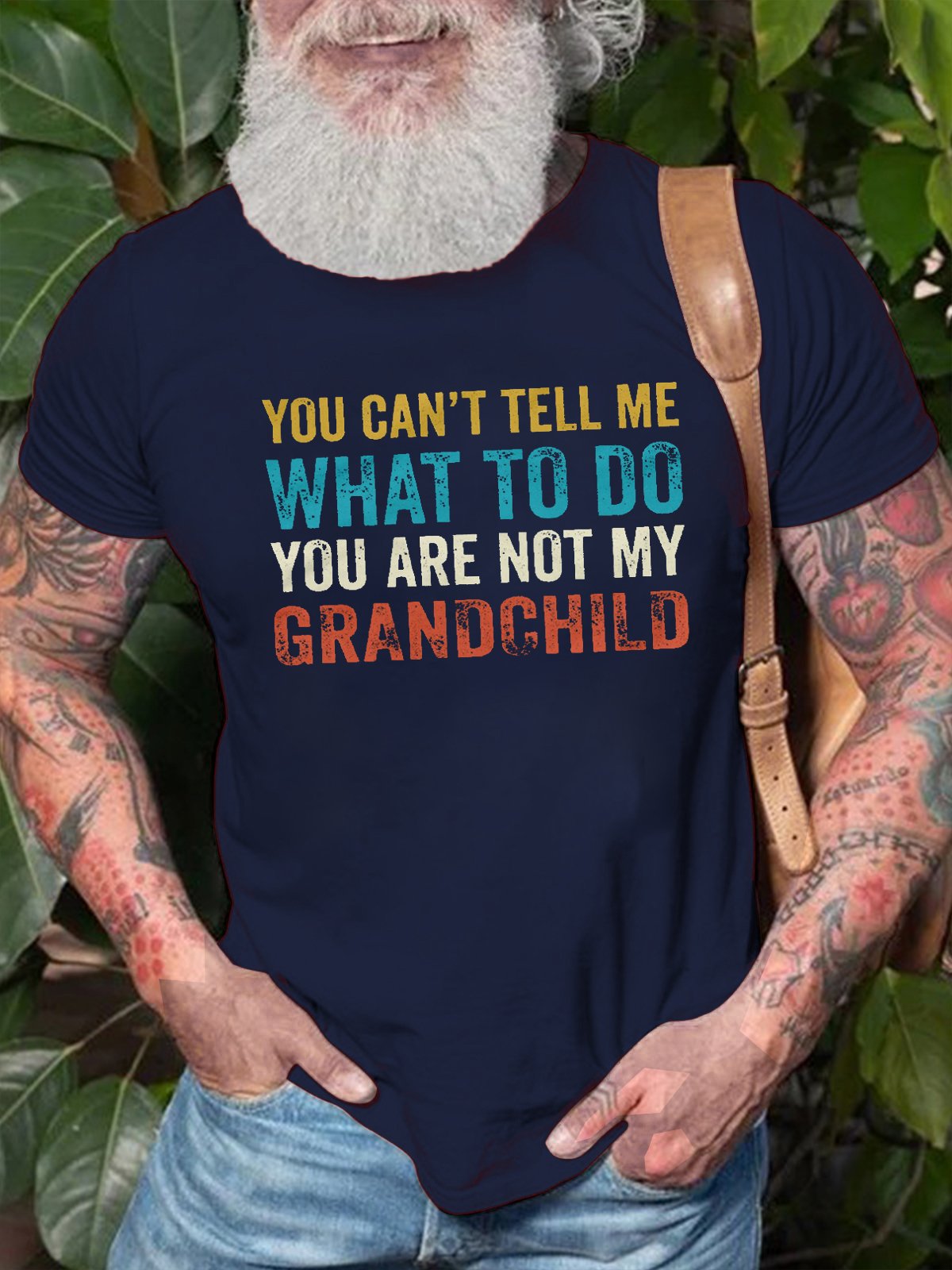 Funny You Can't Tell Me What To Do You're Not My Grand Child Vintage Short Sleeve Crew Neck Short Sleeve T-Shirt