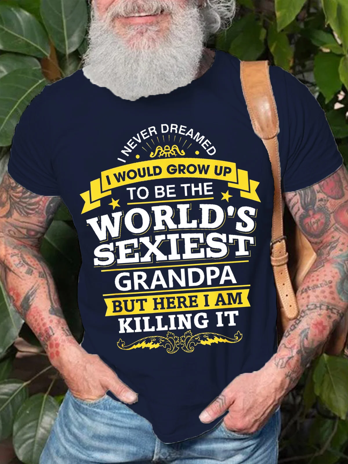 Mens Funny Grandpa T Shirt Gift Idea World'S Sexiest Grandpa Casual Cotton Short Sleeve T-Shirt