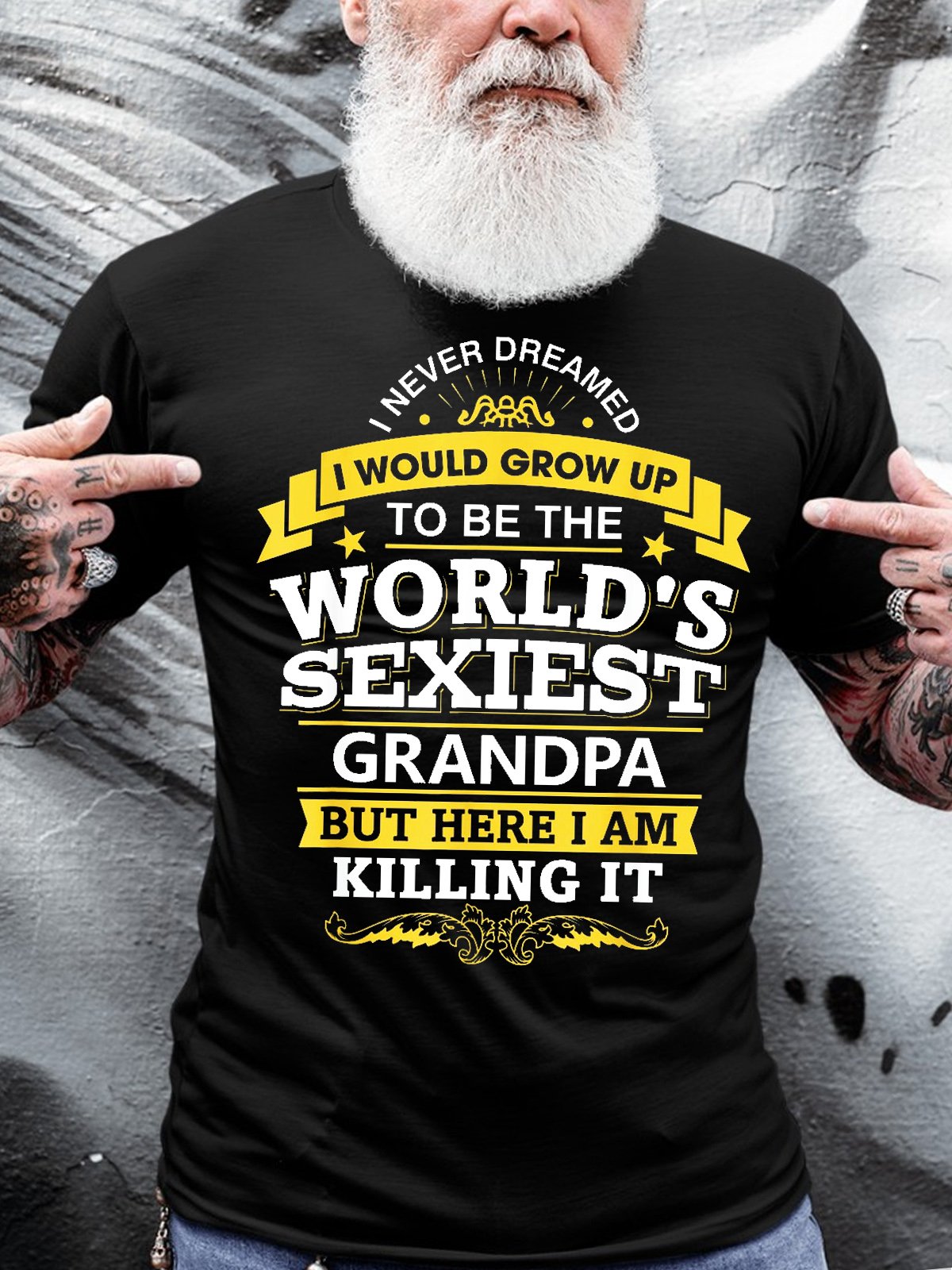 Mens Funny Grandpa T Shirt Gift Idea World'S Sexiest Grandpa Casual Cotton Short Sleeve T-Shirt