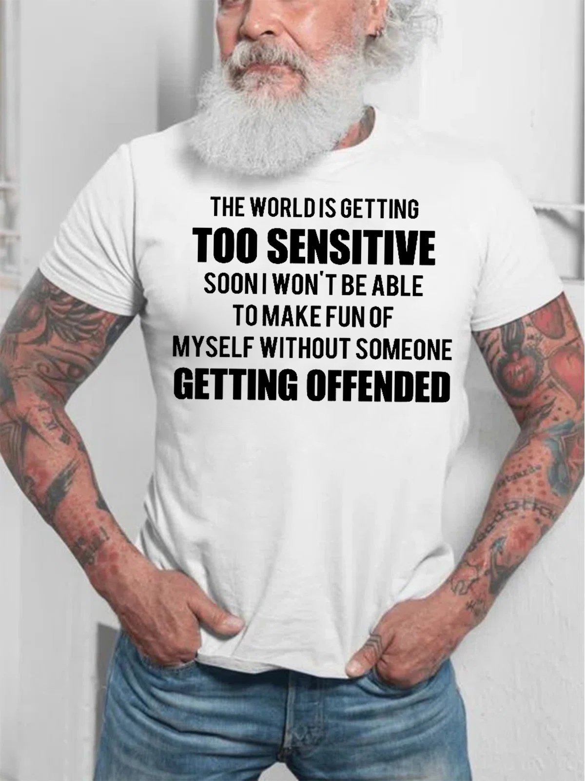 Mens Funny The World Is Getting Too Sensitive Soon I Won't Be Able To Make Fun Of Myself Without Someone Getting Offended Short Sleeve T-Shirt