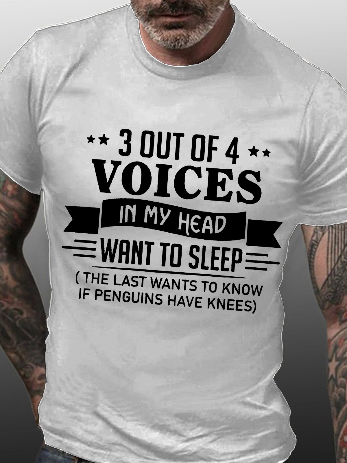 3 Out Of 4 Voices In My Head Want To Sleep Funny Casual Cotton Short Sleeve Short Sleeve T-Shirt