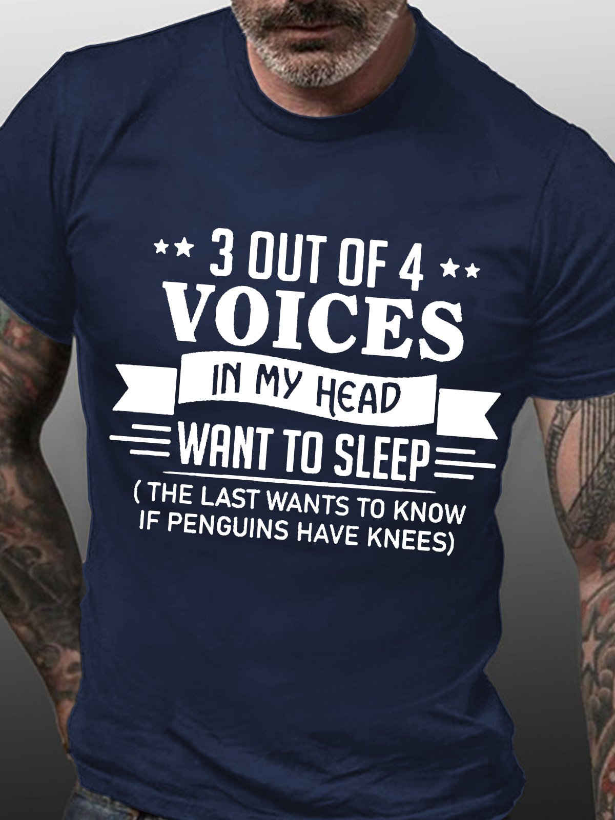 3 Out Of 4 Voices In My Head Want To Sleep Funny Casual Cotton Short Sleeve Short Sleeve T-Shirt