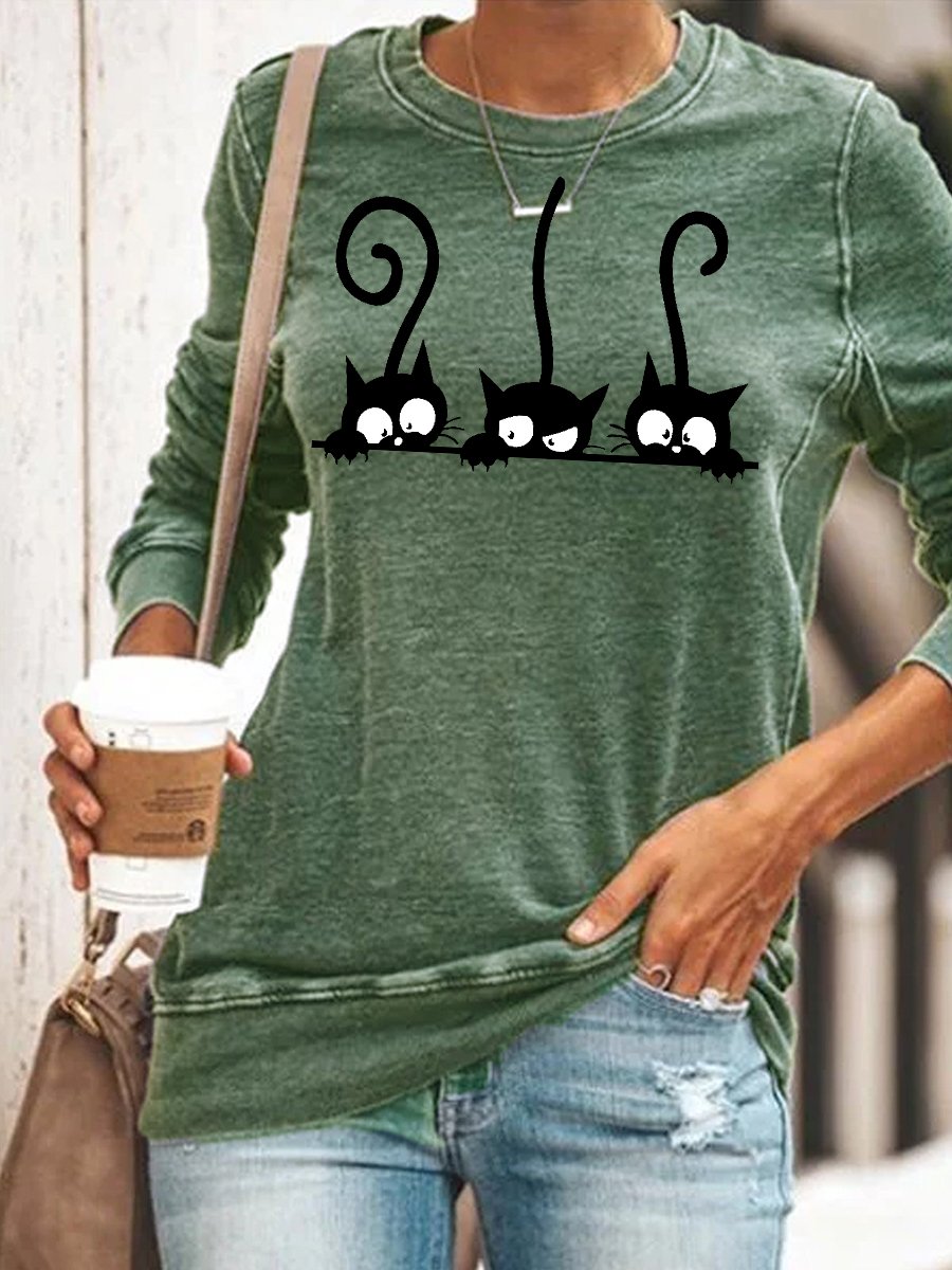 Womens Cute Black Casual Sweatershirt