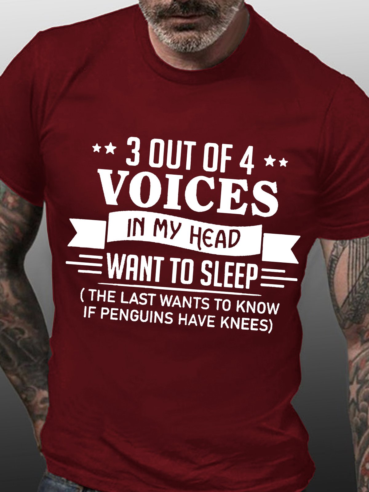 3 Out Of 4 Voices In My Head Want To Sleep Funny Casual Cotton Short Sleeve Short Sleeve T-Shirt