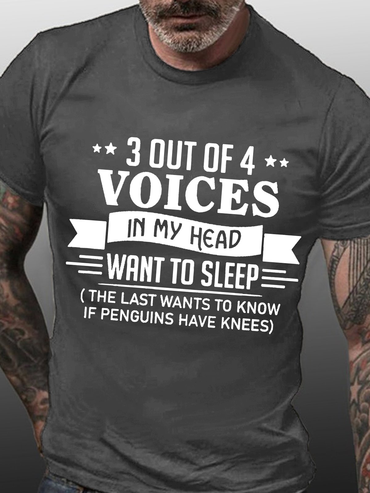 3 Out Of 4 Voices In My Head Want To Sleep Funny Casual Cotton Short Sleeve Short Sleeve T-Shirt