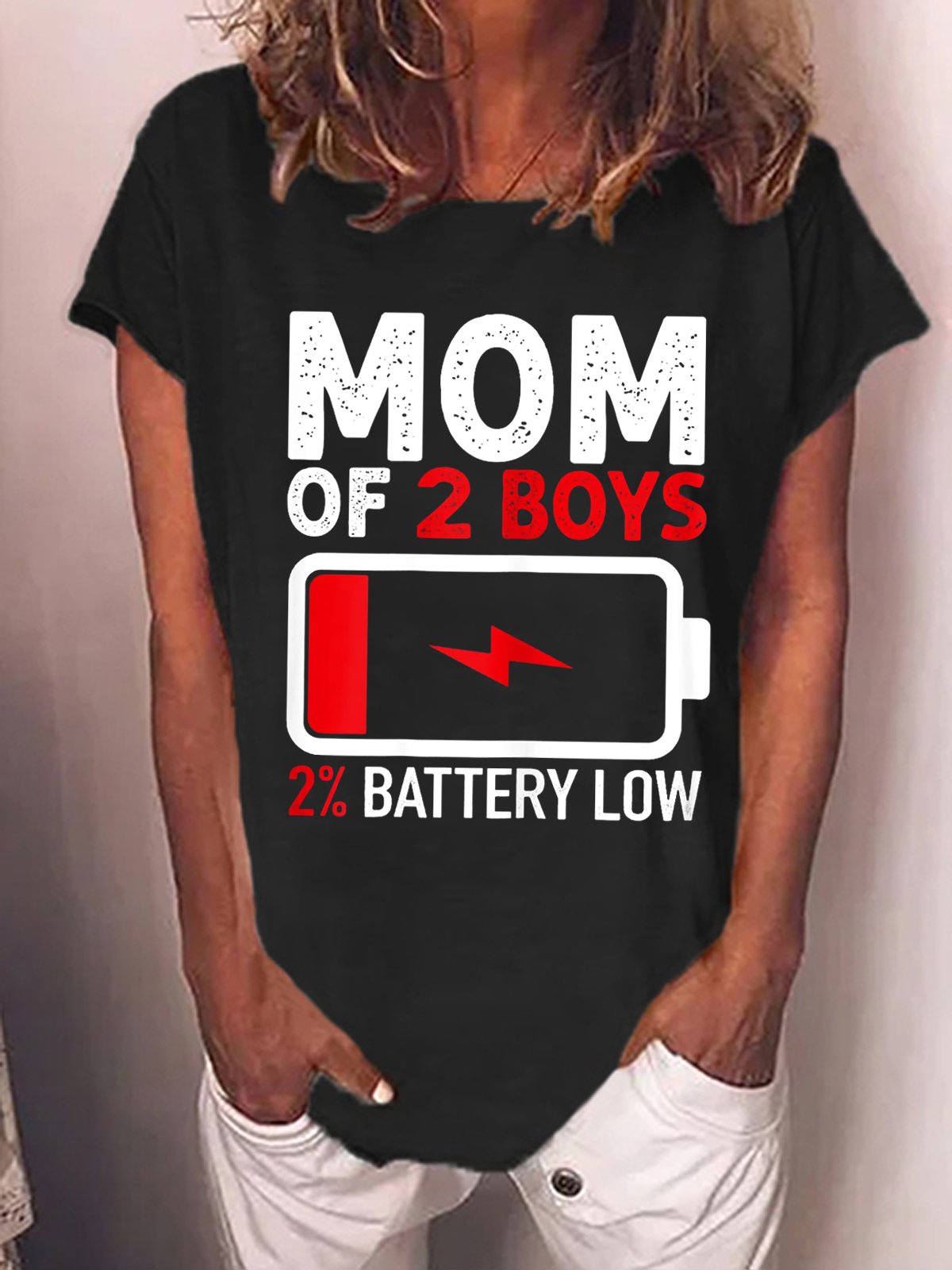 Funny Mom of 2 Boys Gift from Son Mothers Day Letter Sweet Short Sleeve T-Shirt