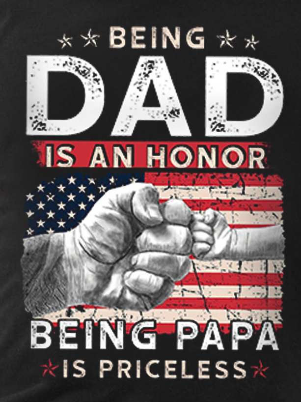 Men's American Flag Being Dad Is An Being Papa Casual Crew Neck Short Sleeve T-shirt