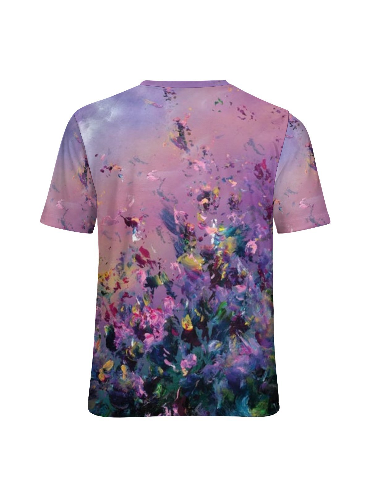 Womens Fancy Flower Art Print Short Sleeve T-Shirt