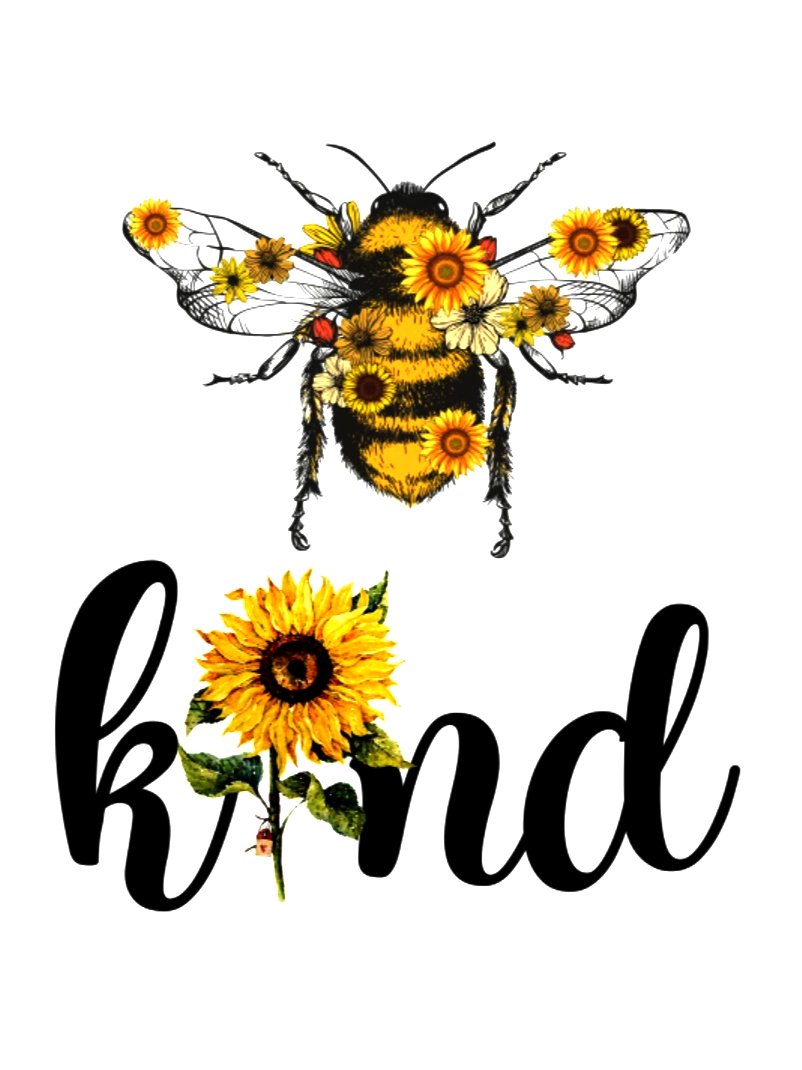 Funny Bee Kind Sunflower Print V-neck T-shirt