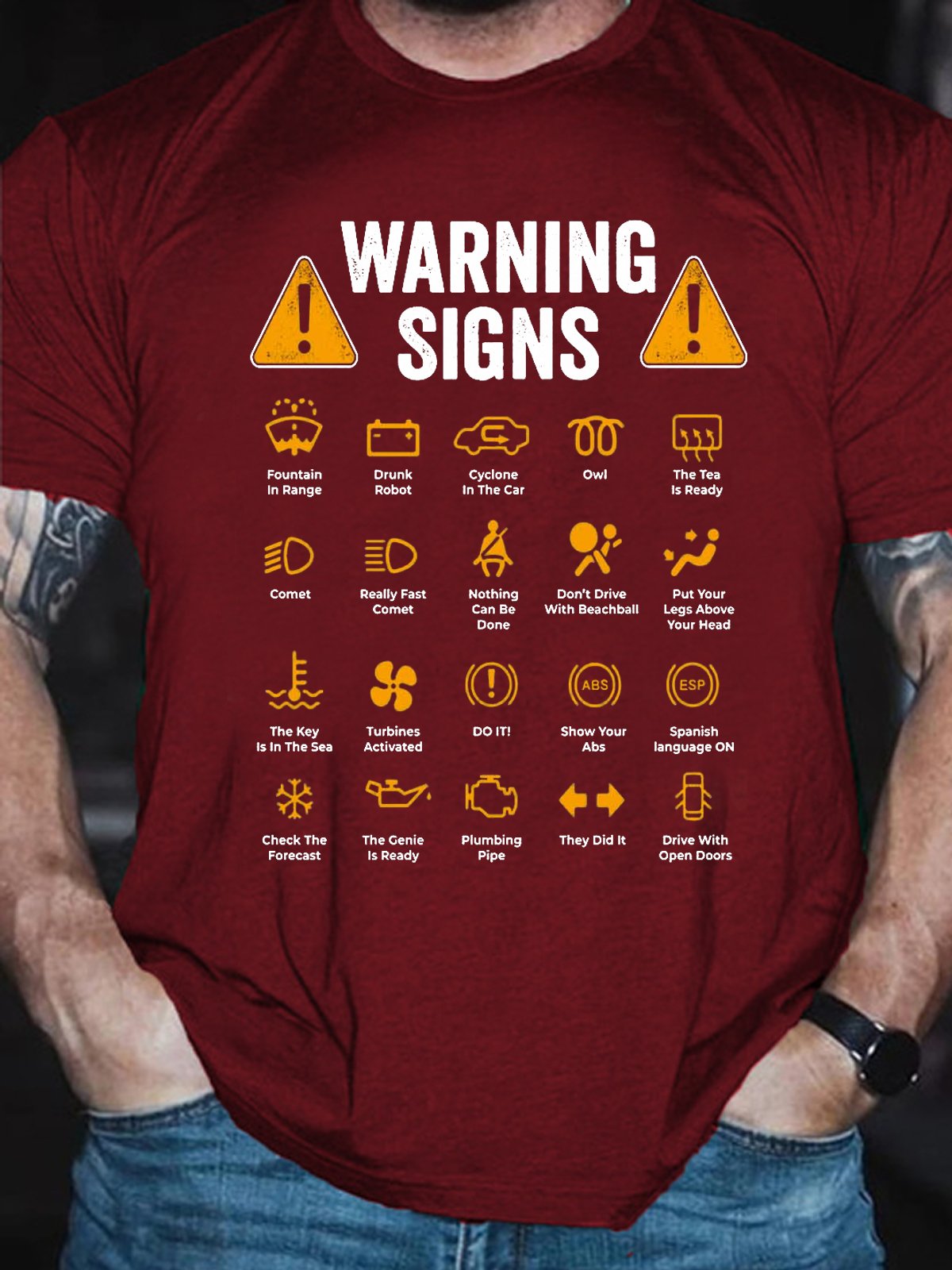 Funny Driving Warning Signs 101  Vintage Short Sleeve Short Sleeve T-Shirt