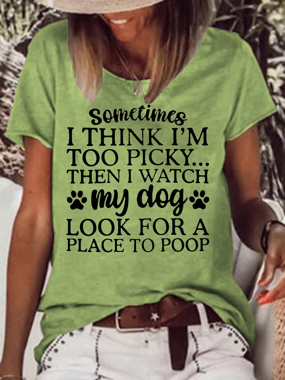 Womens Funny Dog Letter Sometimes I Think I'm Too Picky Casual Short Sleeve T-Shirt