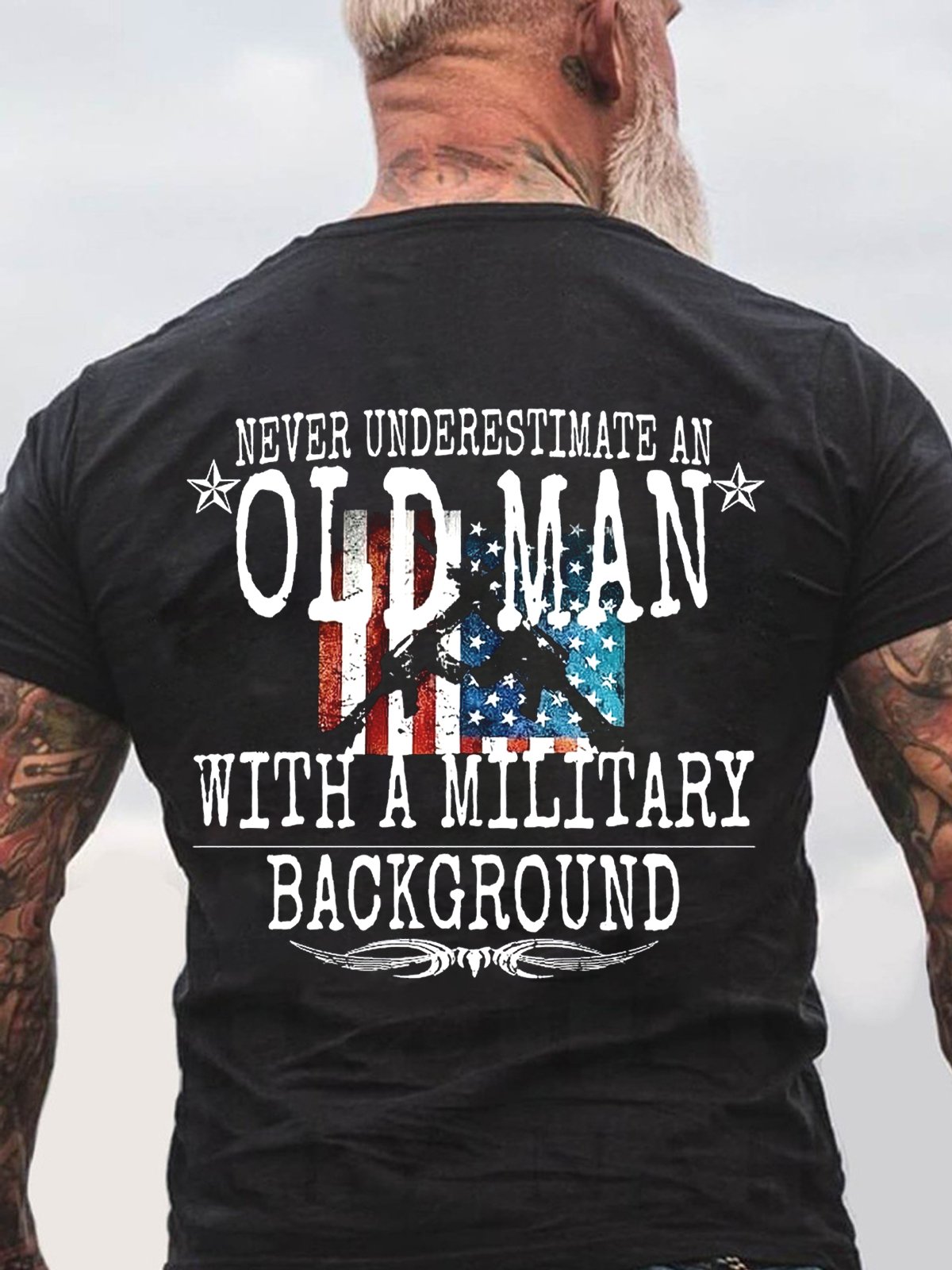 Veteran never underestimate an old man with a military background Cotton Short Sleeve Short Sleeve T-Shirt