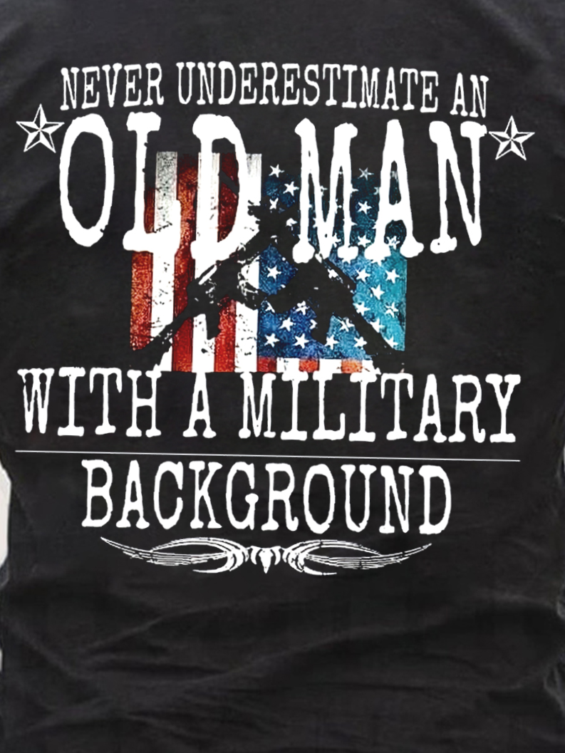 Veteran never underestimate an old man with a military background Cotton Short Sleeve Short Sleeve T-Shirt