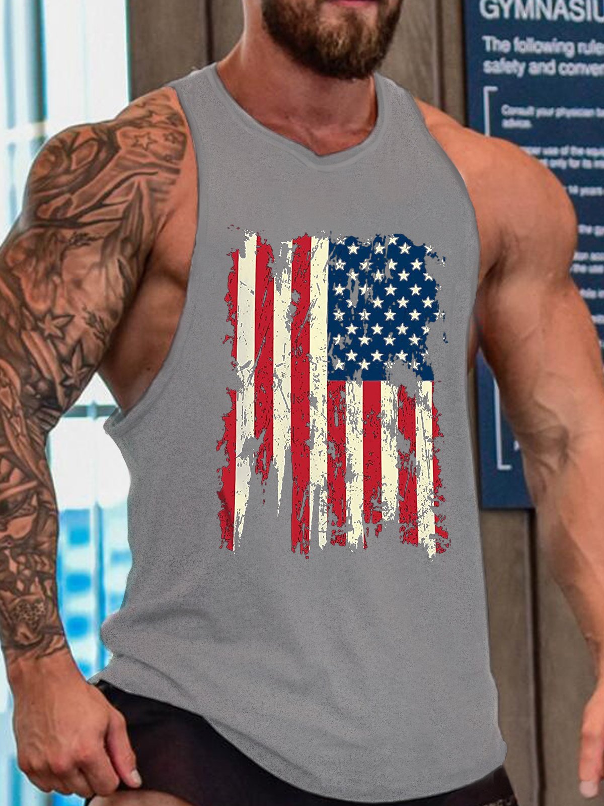 Men‘s American Flag Crew Neck Casual