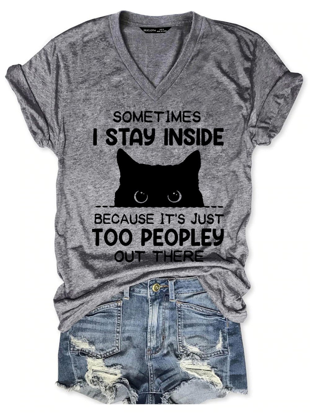 Women's Funny Sometimes I Stay Inside Because It's Just Too Peopley Out There Casual T-shirt