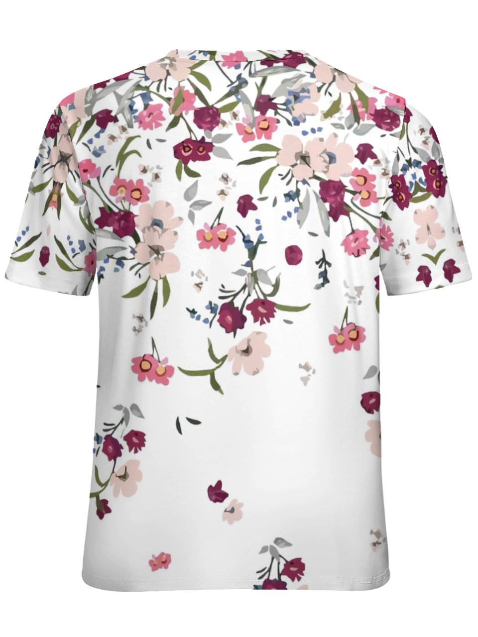 Womens Flower Print Casual Short Sleeve T-Shirt