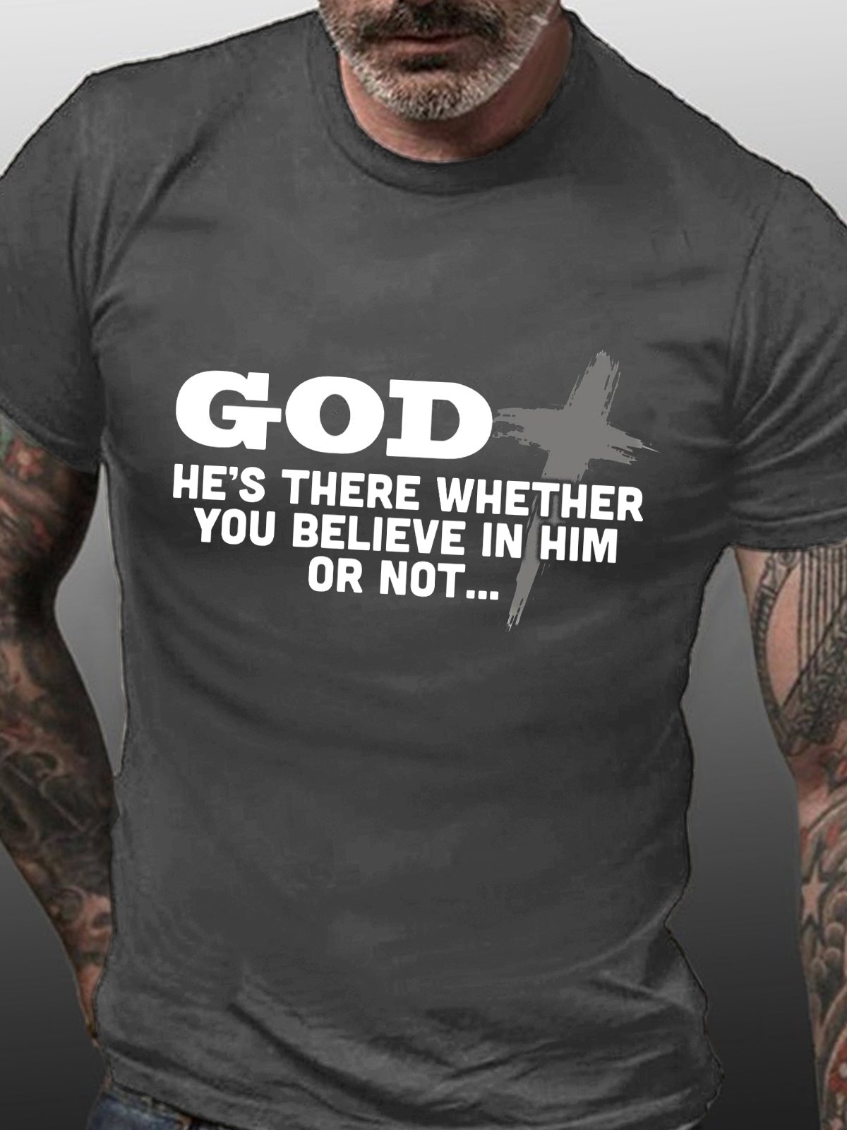 God Is Always There Crew Neck T-shirt