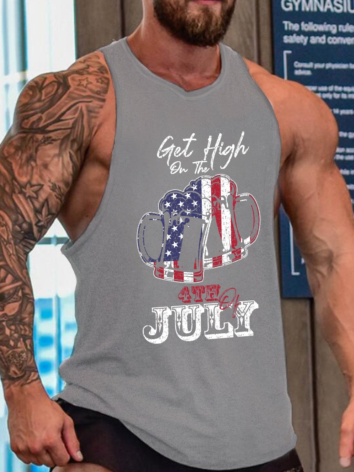 Lilicloth X Saro American Independence Day Funny Beer Print Top