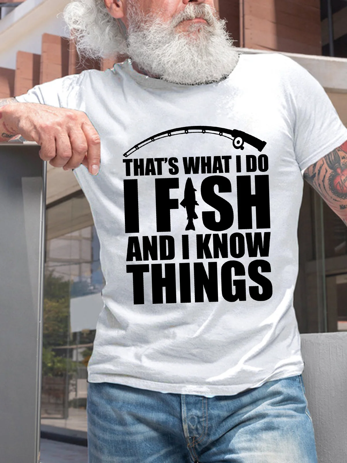 Funny Saying That's What I Do I Fish & I Know Things Crew Neck Cotton Vintage T-Shirt