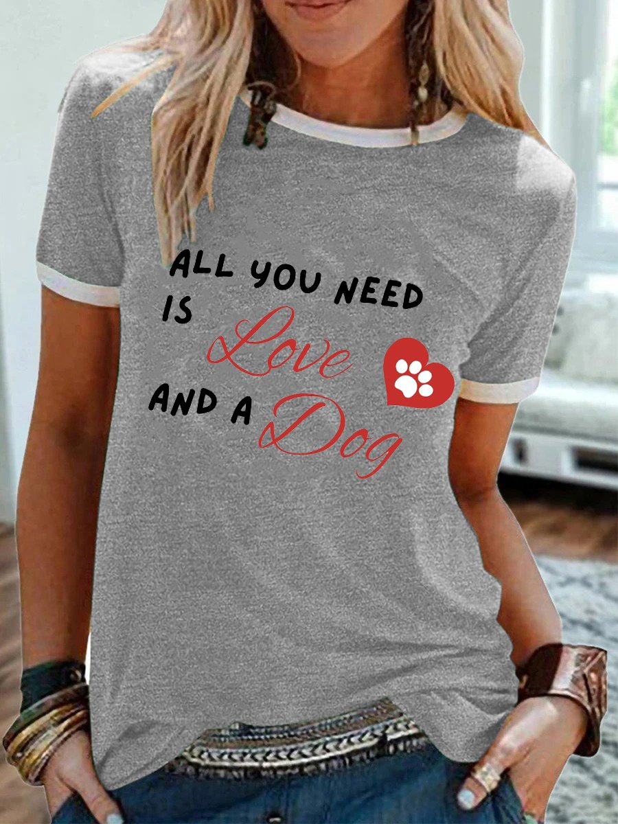 Lilicloth x Kat8lyst All You Need Is Love And A Dog Ringer Tee