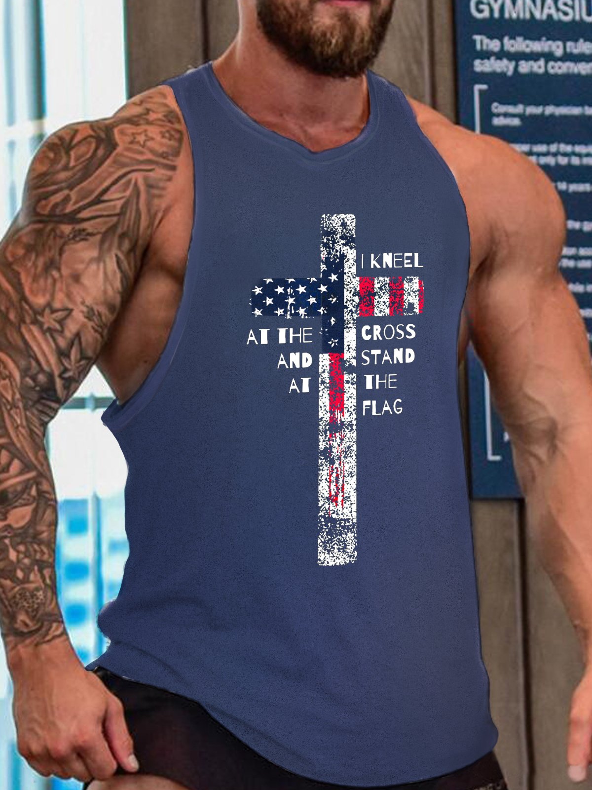 I Kneel At The Cross And Stand At The Flag Tank Top