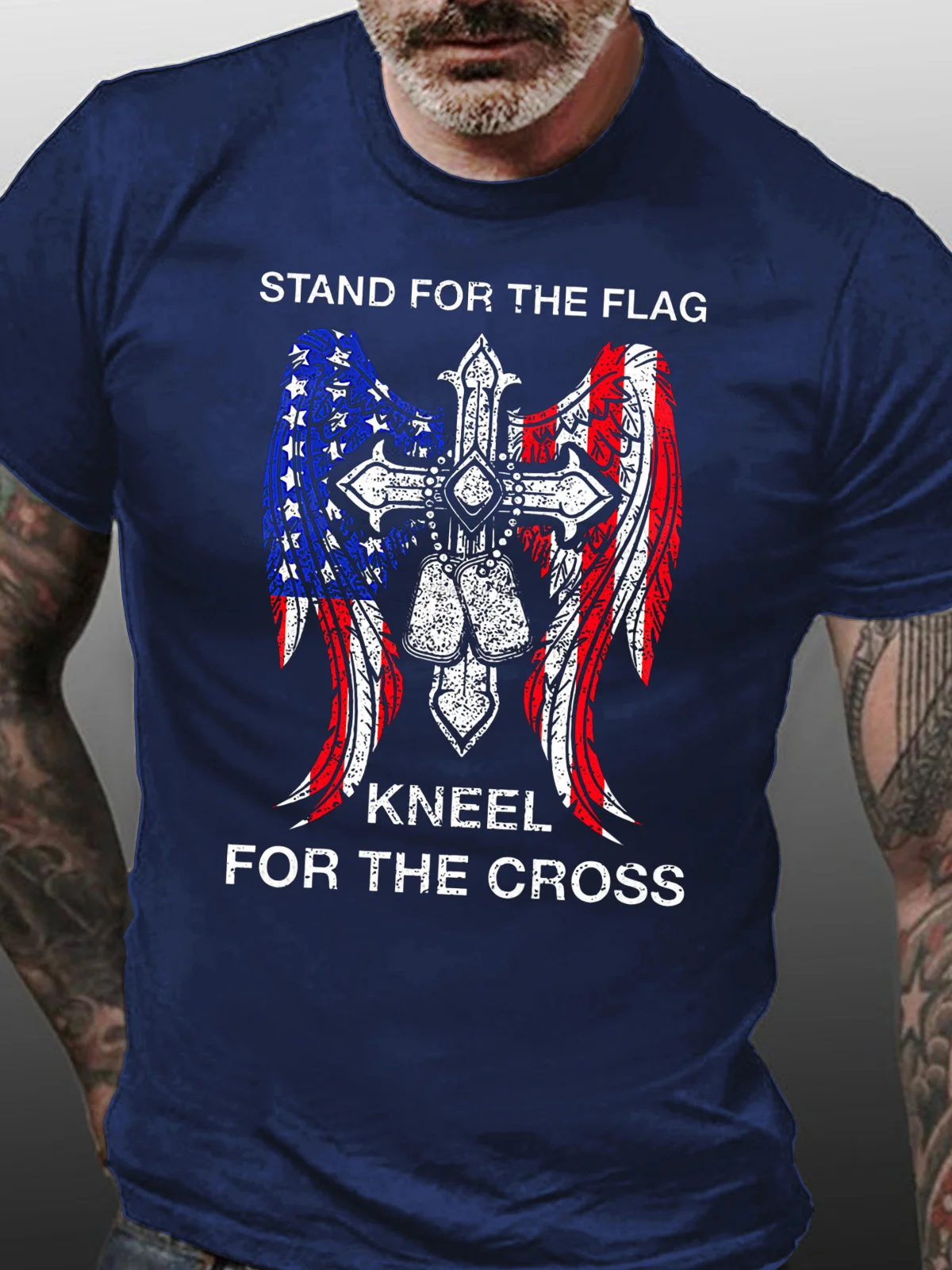 Stand For The Flag, Kneel For The Cross, Casual Short Sleeve T-Shirt