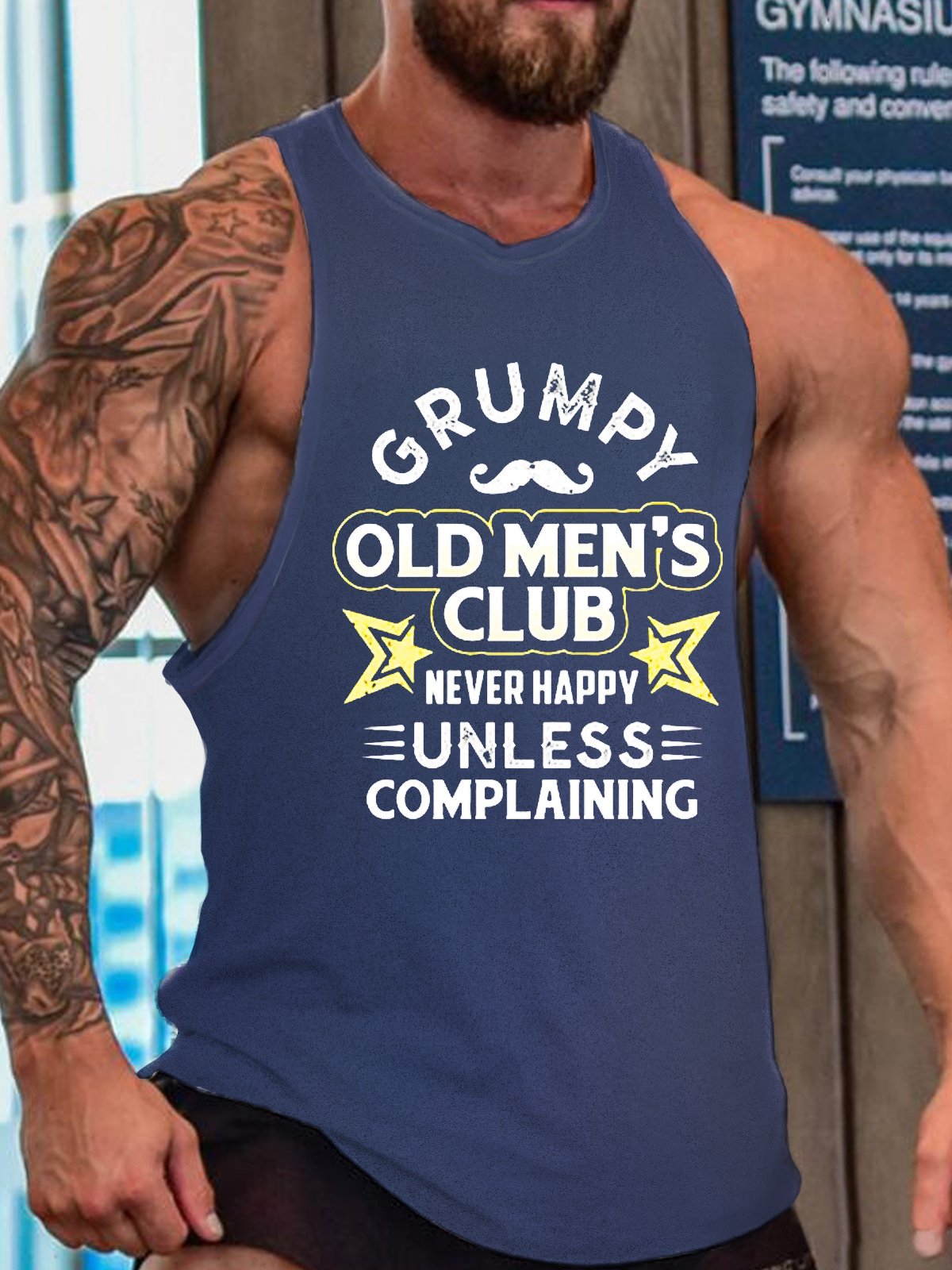 Funny Saying Grumpy Old Men’s Club Never Happy Unless Complaining Casual Crew Neck Tank Top