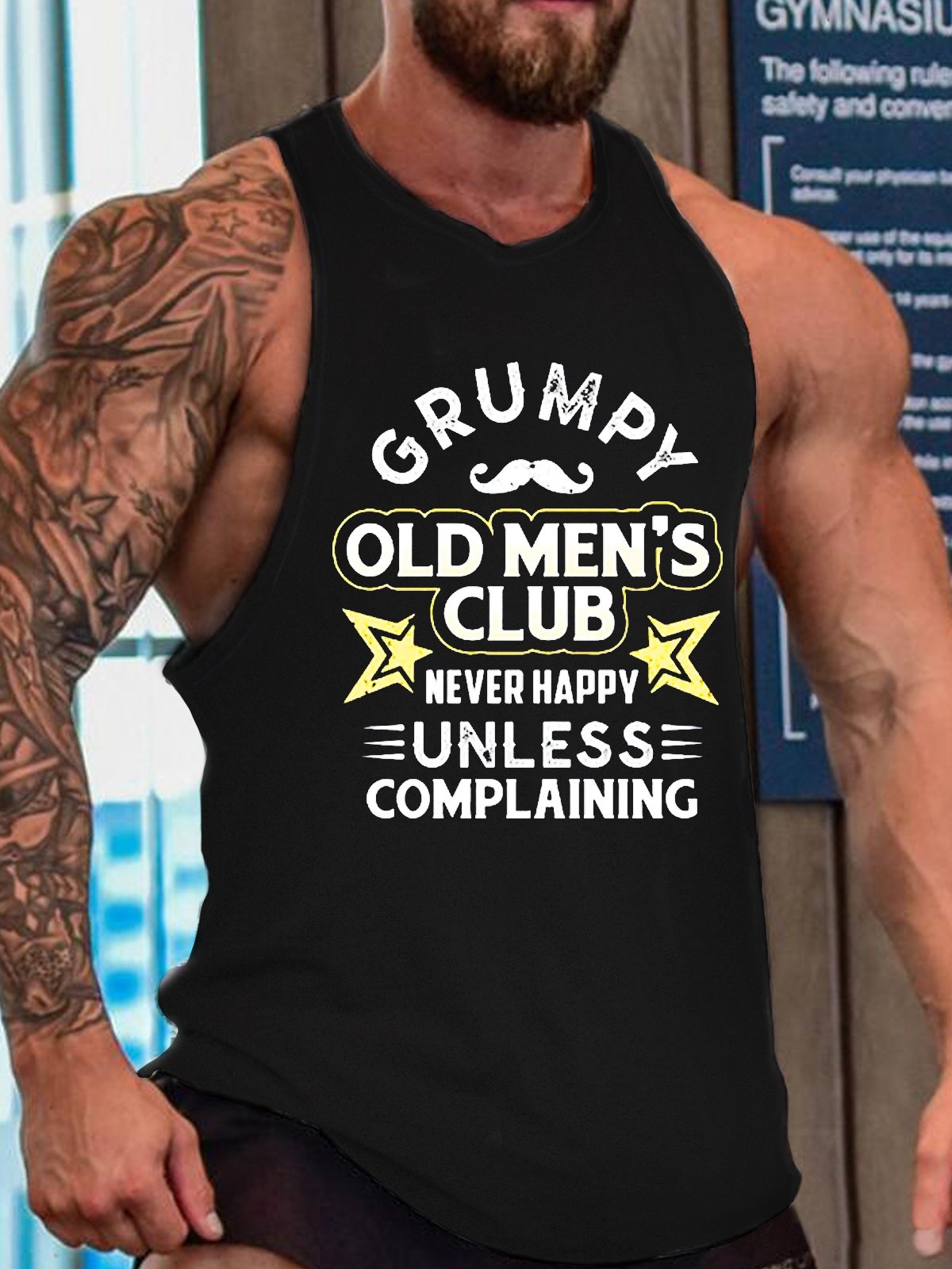 Funny Saying Grumpy Old Men’s Club Never Happy Unless Complaining Casual Crew Neck Tank Top