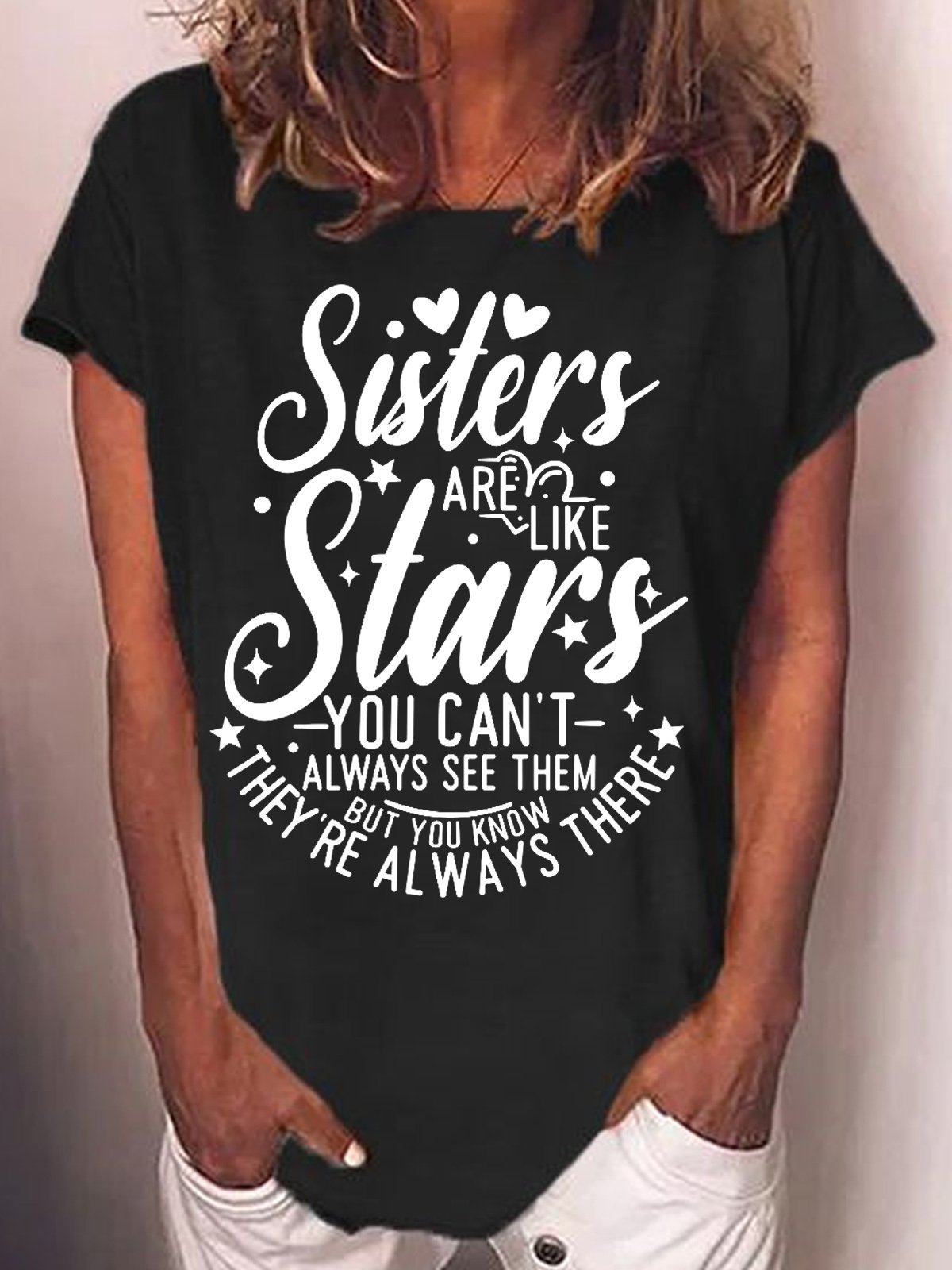 Womens Funny Sisters Casual T-Shirt