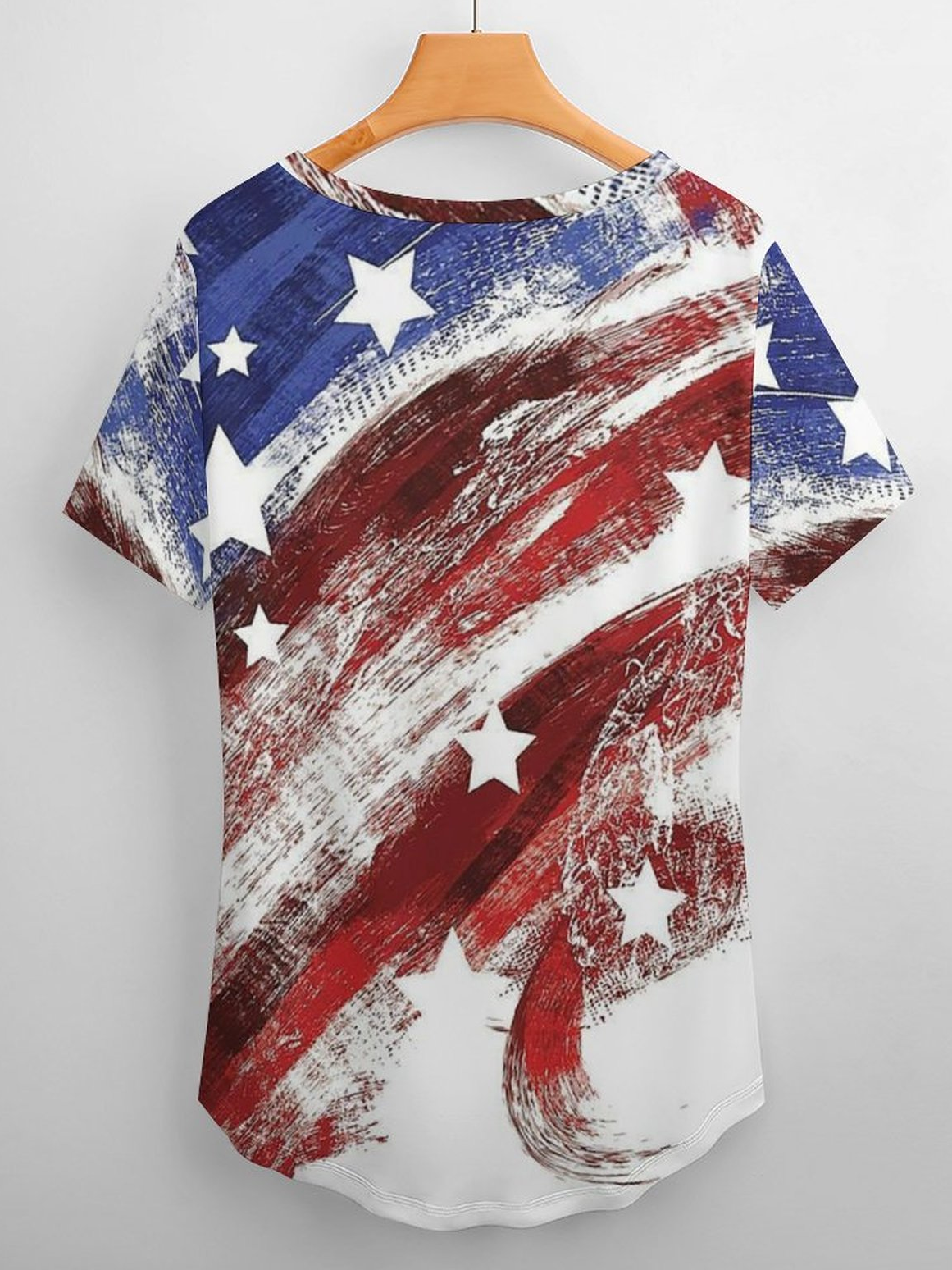 Women American Flag V Neck Sweet T-Shirt