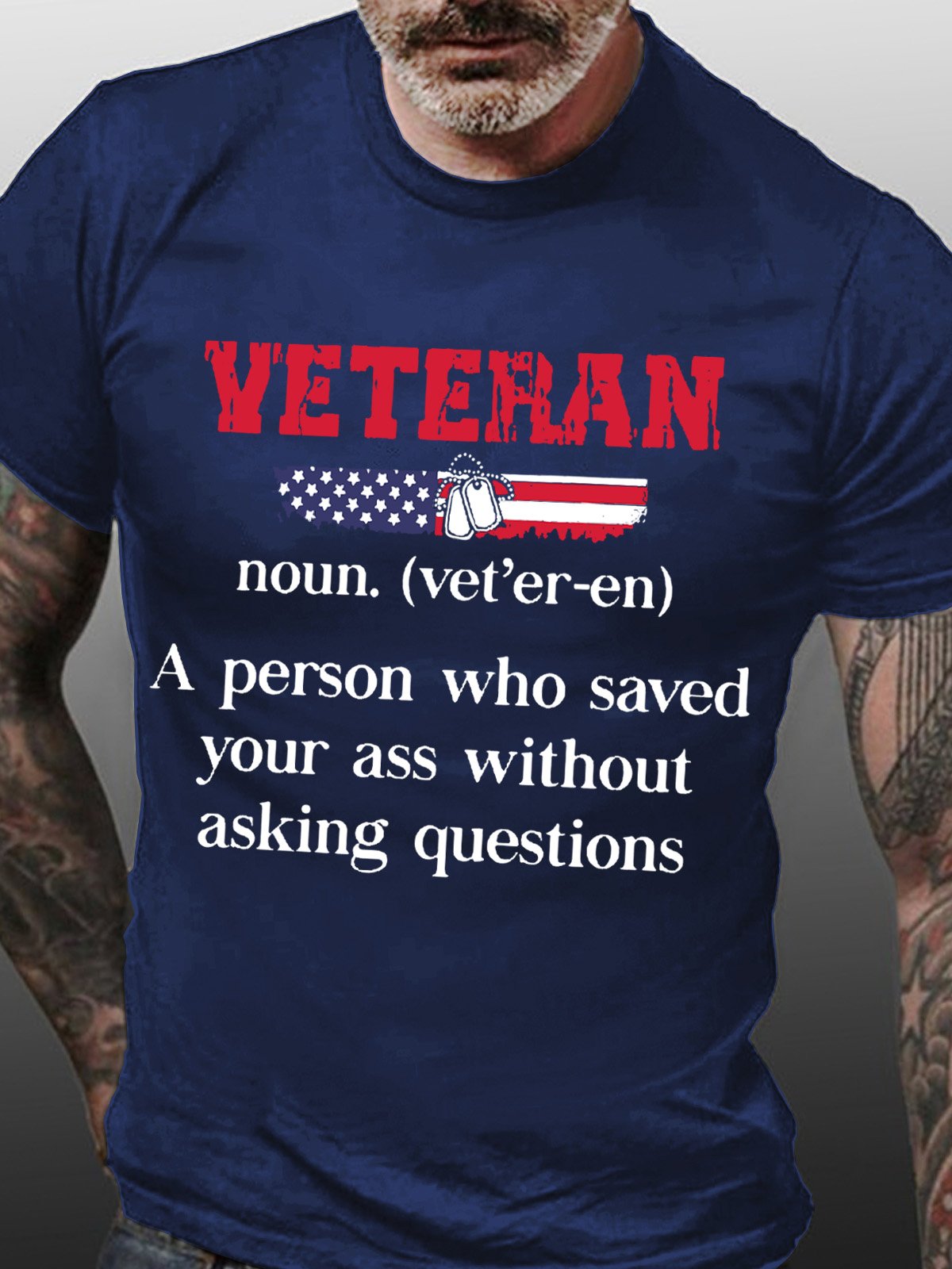 Veteran America Flag Men's Casual Cotton T-Shirt