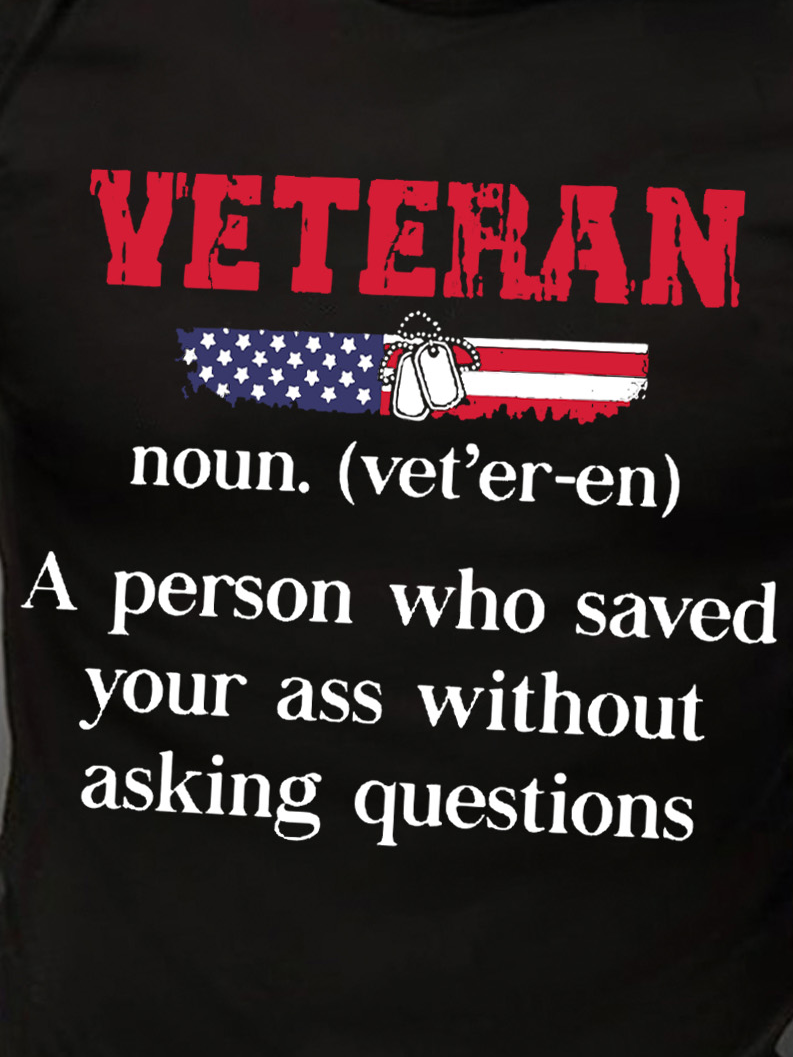 Veteran America Flag Men's Casual Cotton T-Shirt