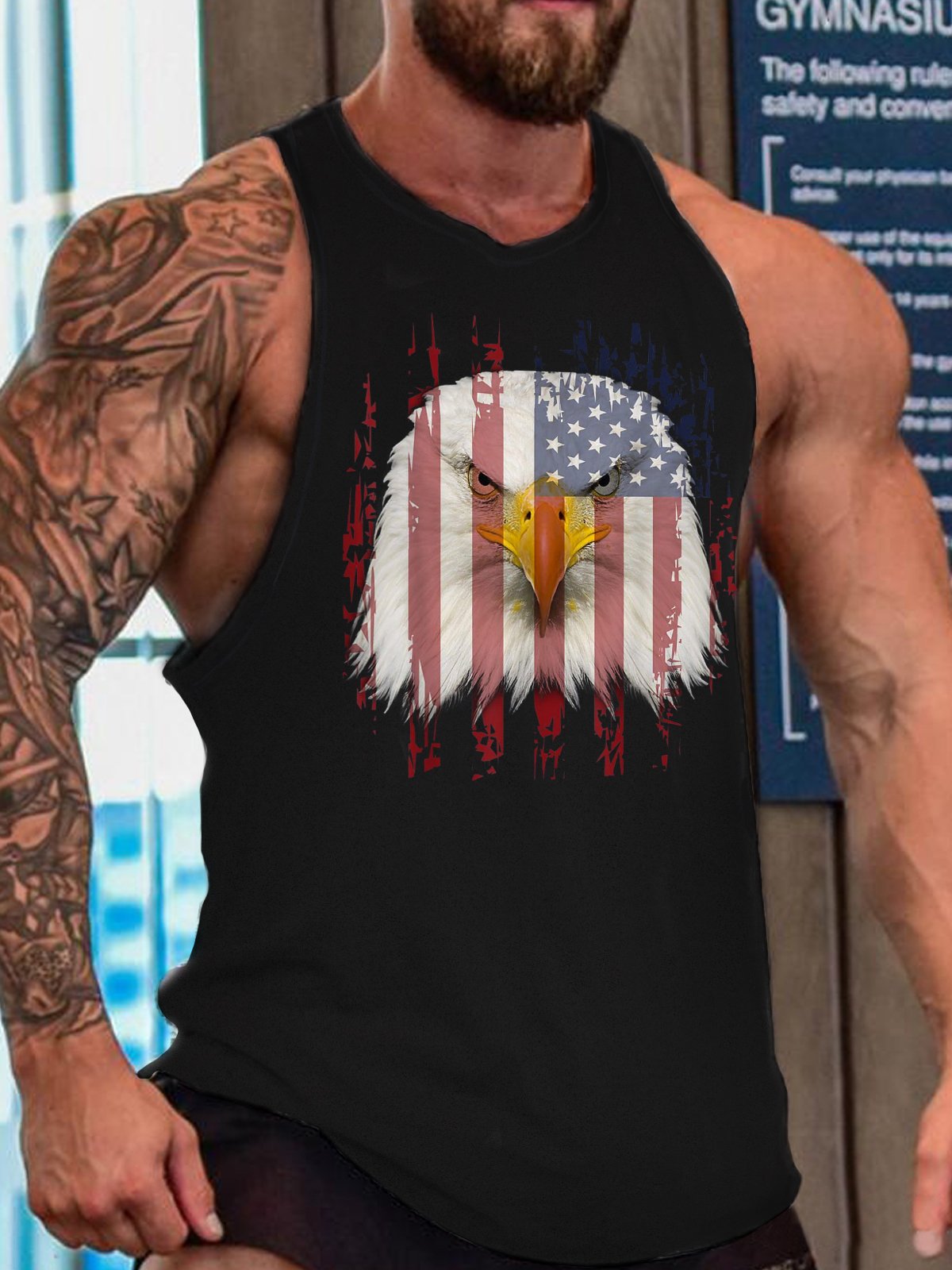 Usa/Us/American Flag Men's Crew Neck Casual Tank Top