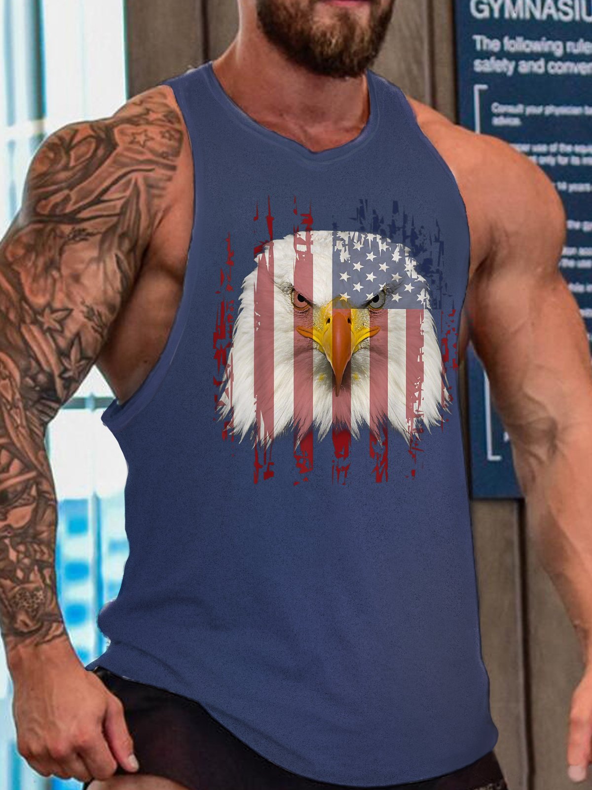 Usa/Us/American Flag Men's Crew Neck Casual Tank Top