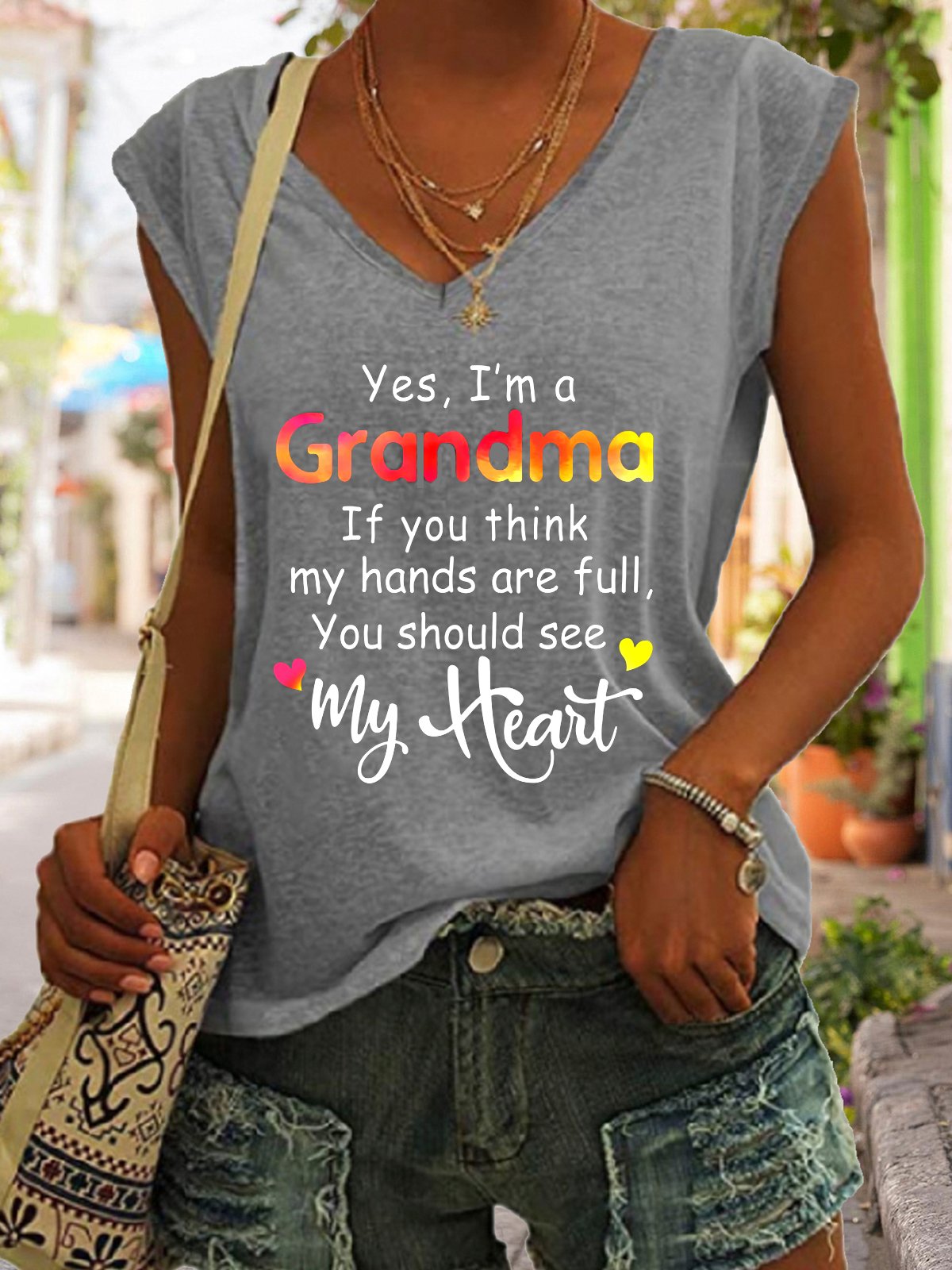 Yes I am A Grandma Funny V-neck Tank Top