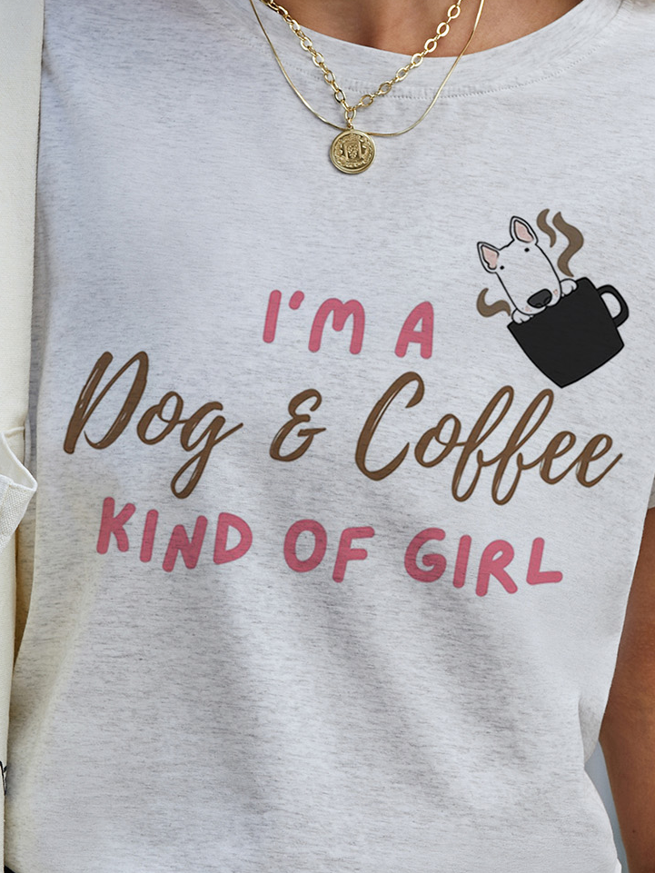 Lilicloth x Kat8lyst I'm A Dog And Coffee Kind Of Girl Women's Loose Casual T-Shirt