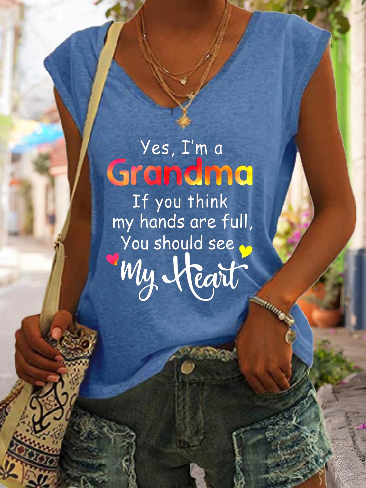 Yes I am A Grandma Funny V-neck Tank Top