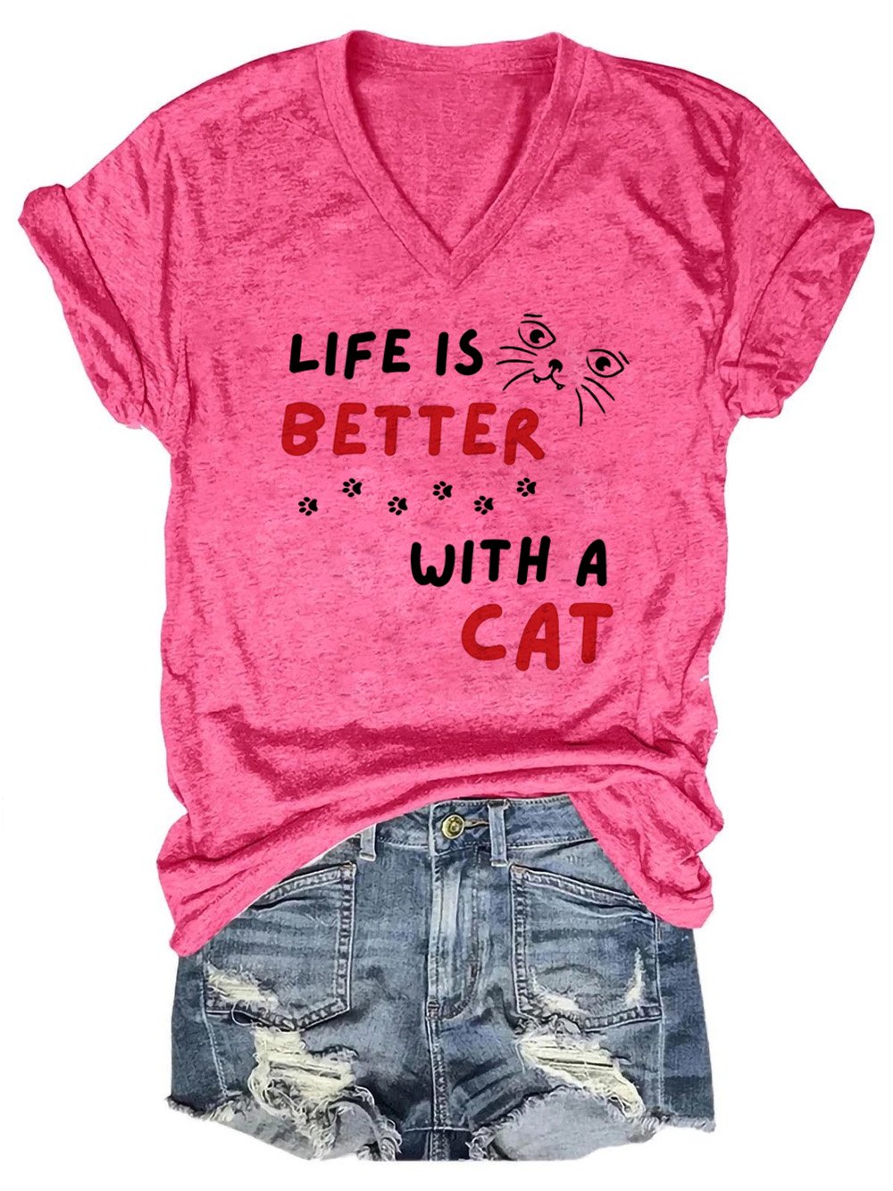 Lilicloth x Kat8lyst Life Is Better With A Cat Women's Casual Fit T-Shirt