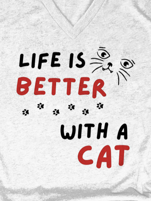 Lilicloth x Kat8lyst Life Is Better With A Cat Women's Casual Fit T-Shirt